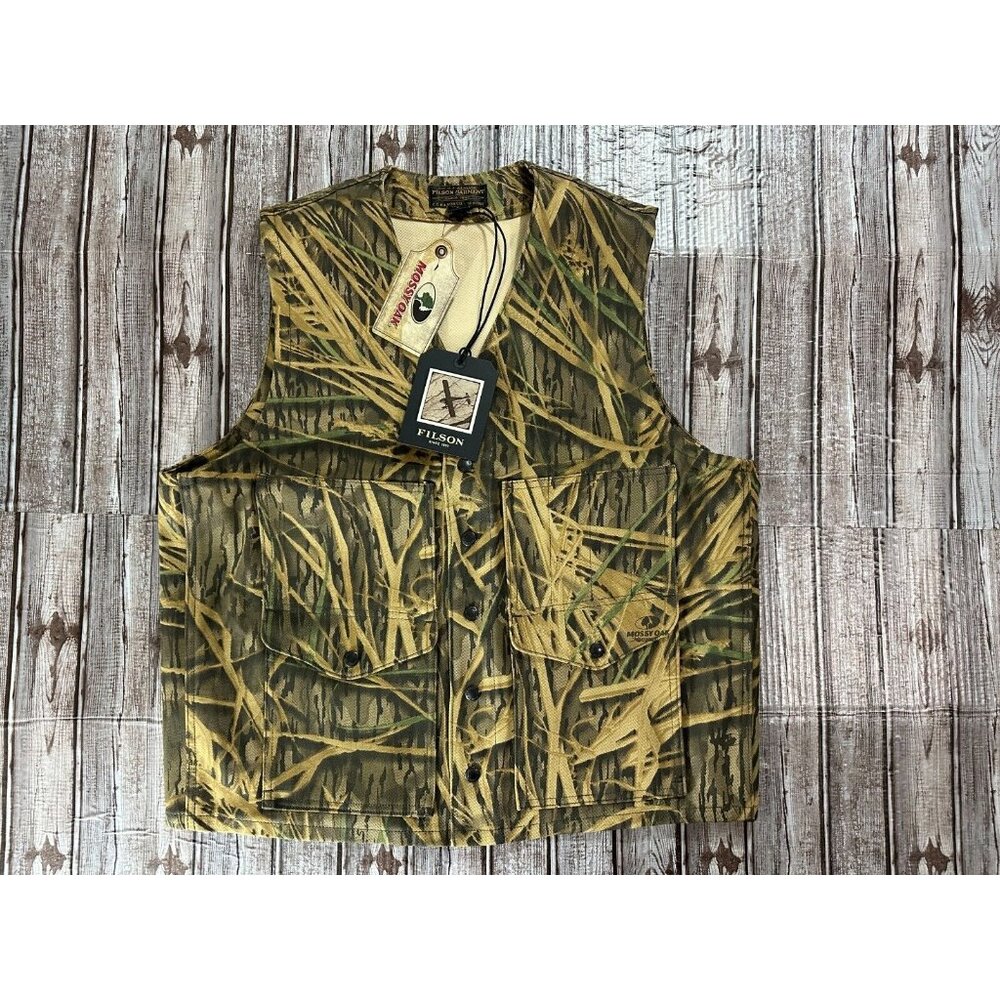 FILSON Mossy Oak wax rugged twill cruioser vest c: shadow grass sz L NWT $ 225